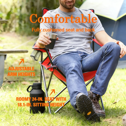 Mesh Camping Chair with Adjustable Arms, Cup Holder & Bag