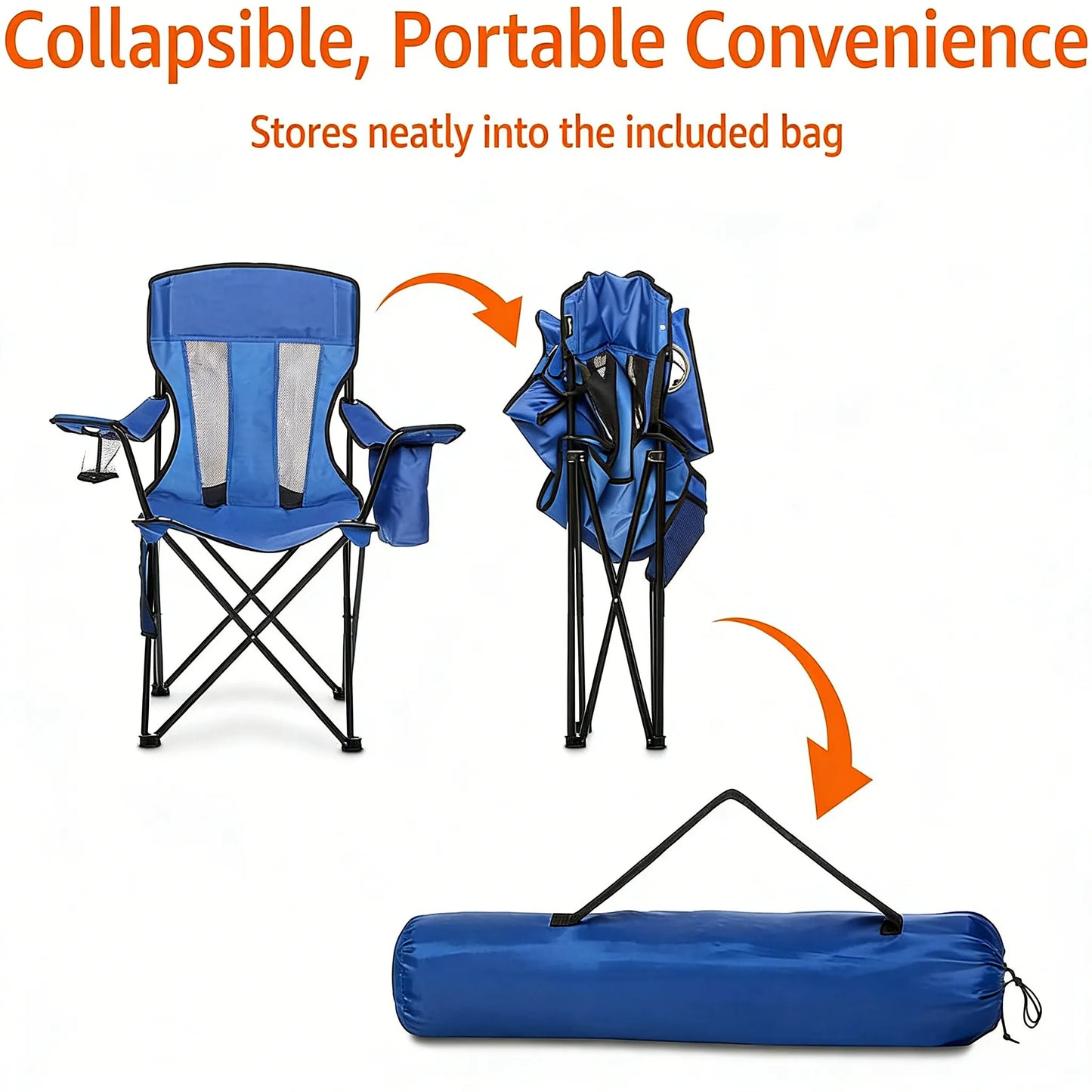 Folding Outdoor Chair, Sturdy Steel Frame with Good Weight Capacity, Easy to Carry