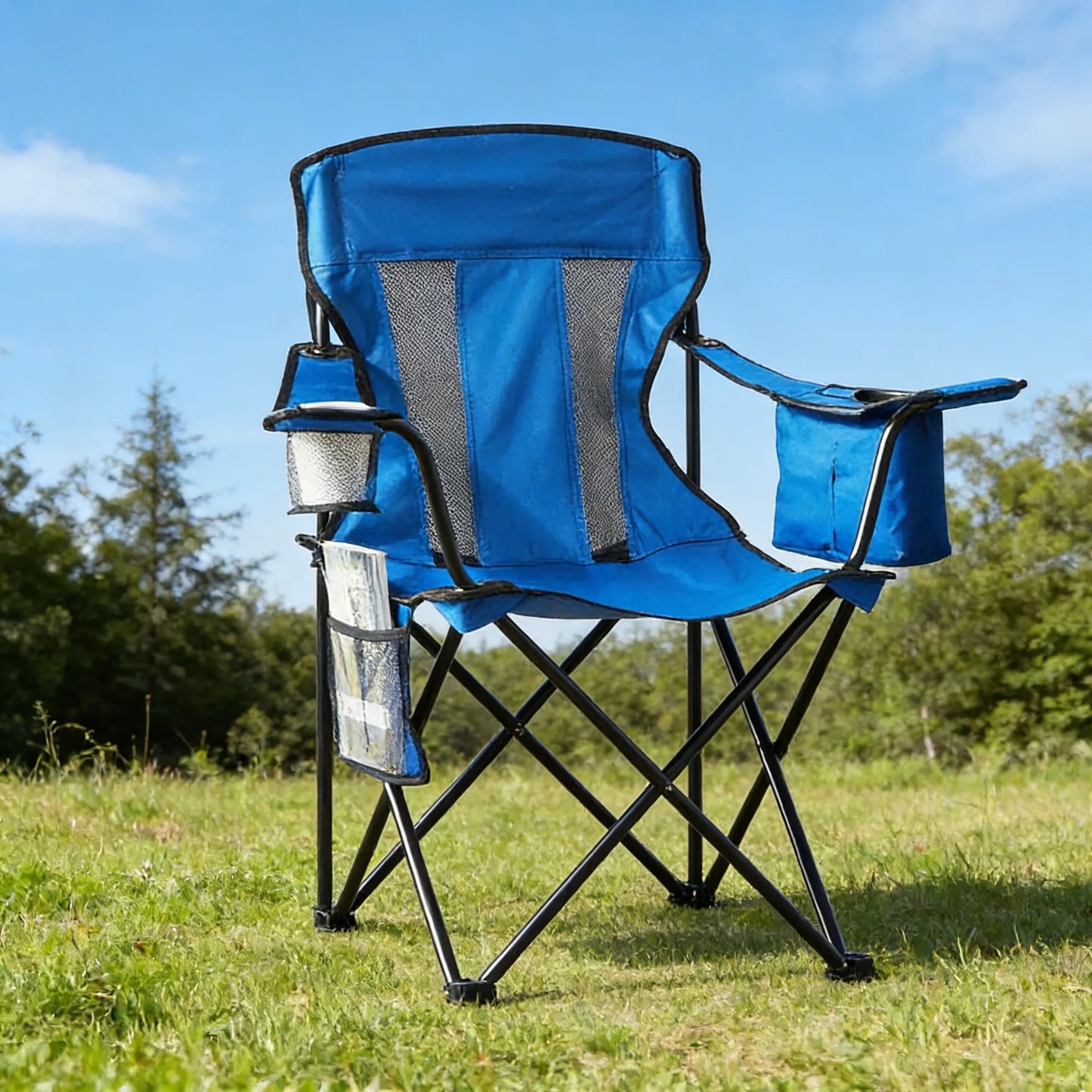 Folding Outdoor Chair, Sturdy Steel Frame with Good Weight Capacity, Easy to Carry