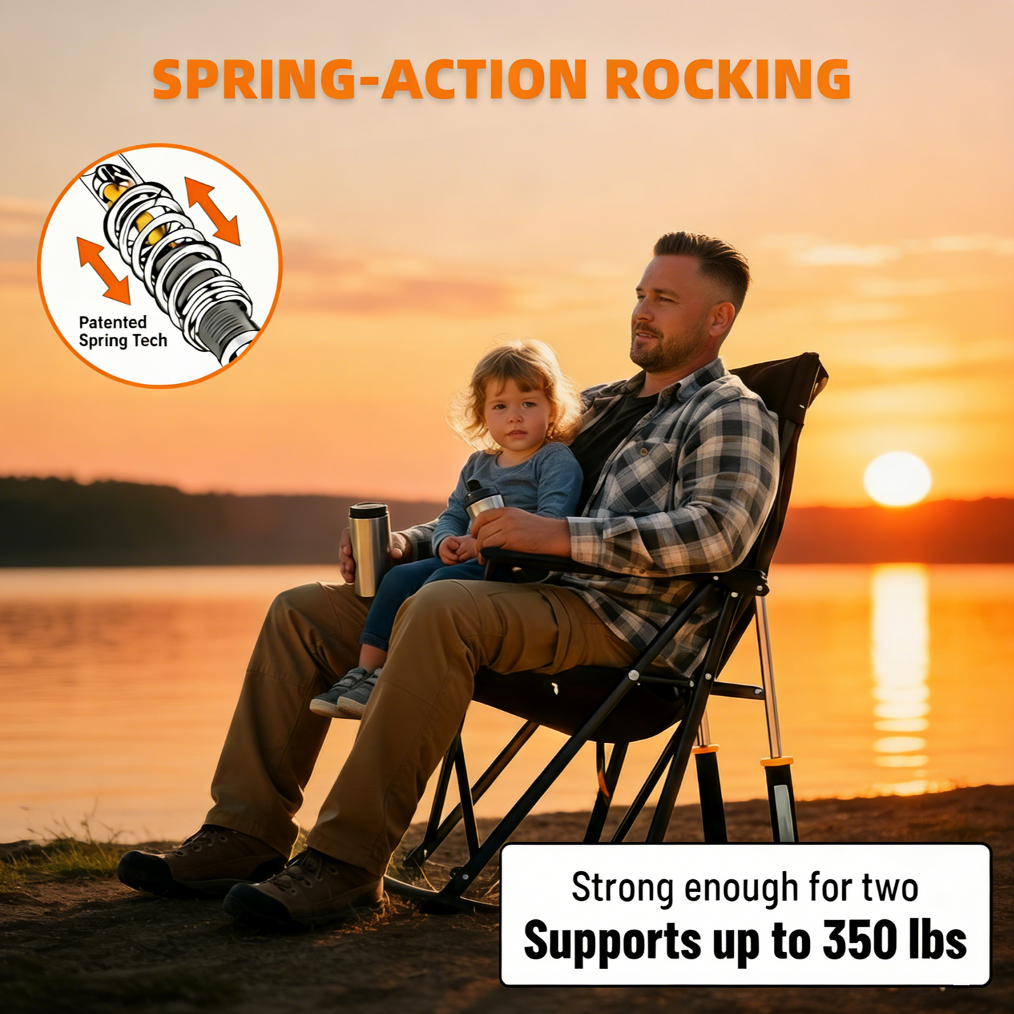 Oversized Rocking Chair, 350lbs Capacity, Breathable Design (Includes Free Table)