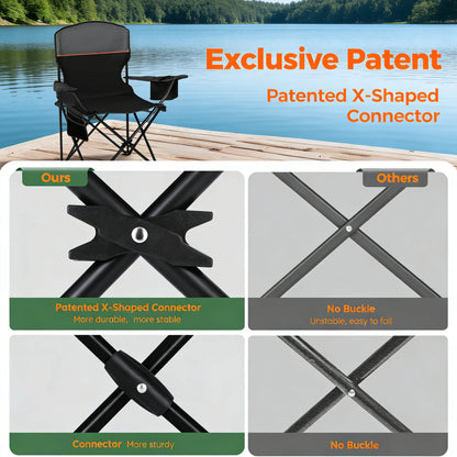 2-Pack Folding Camping Chairs with Cooler, Pocket & Cup Holder