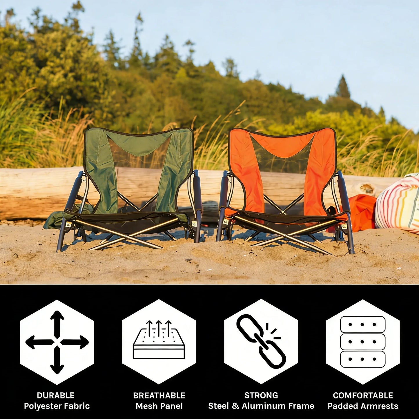 Portable Folding Chair, Your All-in-One Outdoor Seat, Easy to Pack & Go