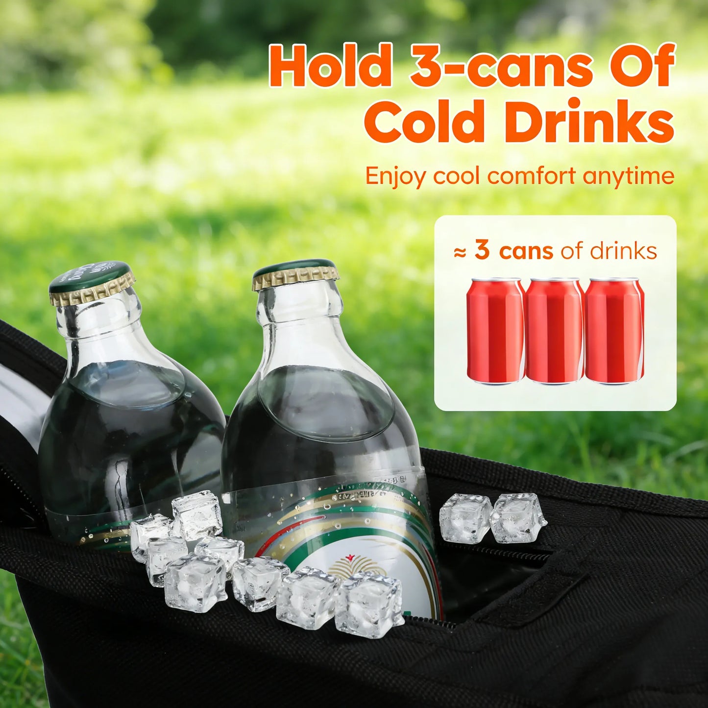 2-Pack Folding Camping Chairs with Cooler, Pocket & Cup Holder