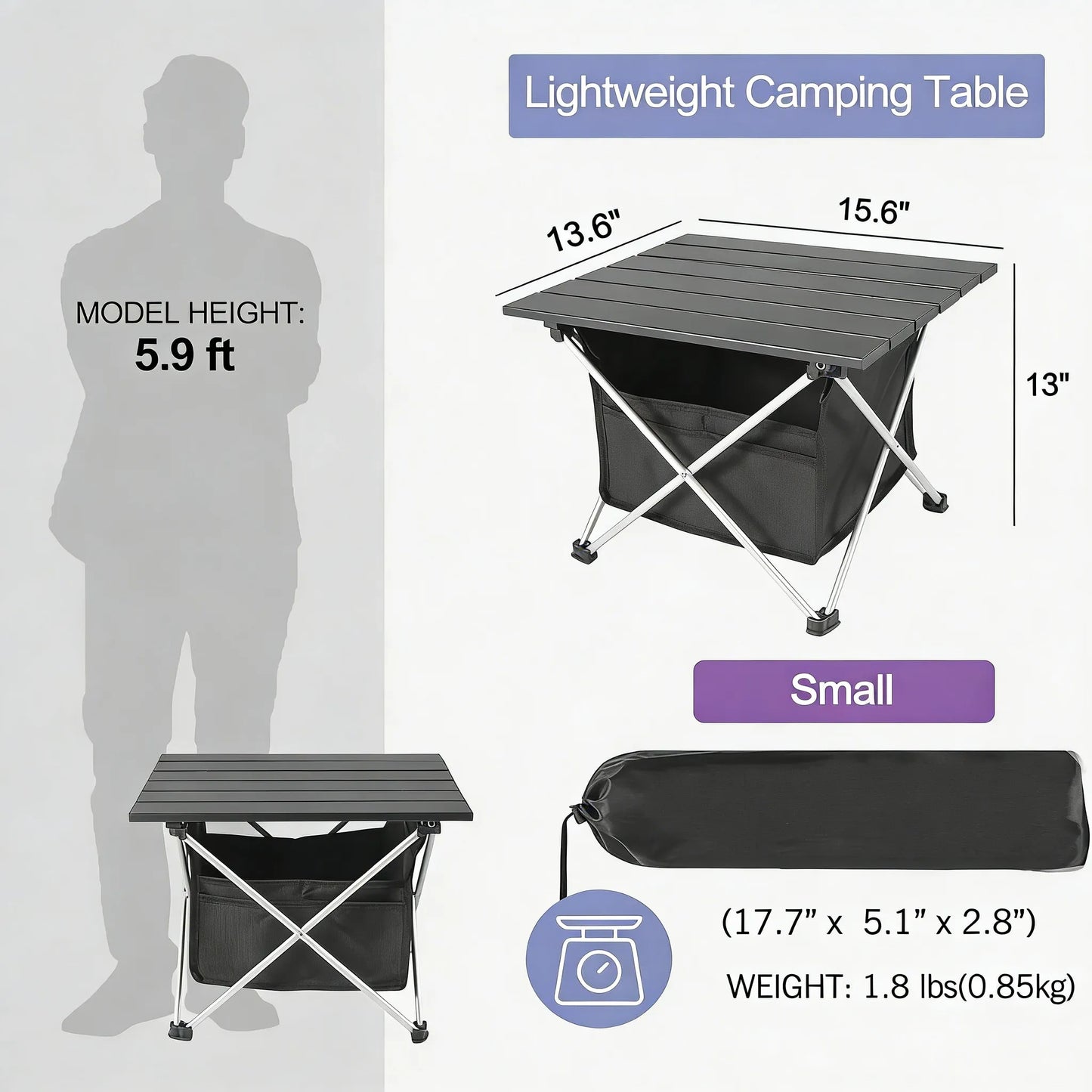 Ultralight Aluminum Folding Table with Bag, Multi-Use for Outdoor